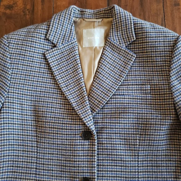 Everlane The ReWool '80s Blazer Houndstooth Plaid Oversized Classic Jacket Sz 12 - Picture 10 of 16